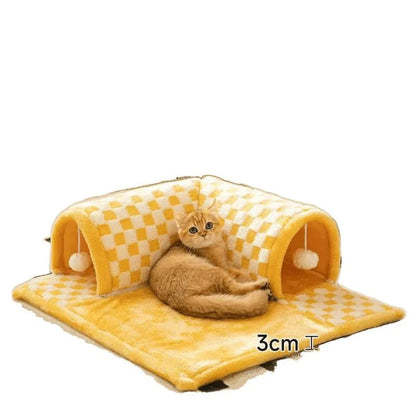 Cat Nest Tunnel Maze Digging Hole Cat Dog Bed Warm for Autumn Winter Suitable All Seasons Removable Washable Pet Winter Blanket